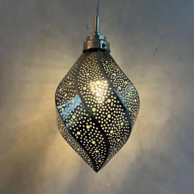 Marockansk metalllampa twist i silvermetall