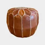 Moroccan pouf light brown with pattern in the middle - 45 cm.