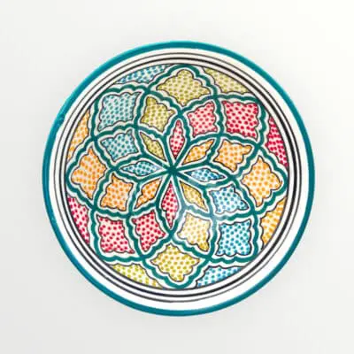 Moroccan ceramic bowl 18 cm green multi