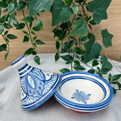 Marokkanische Keramik-Tajine blau 11 cm