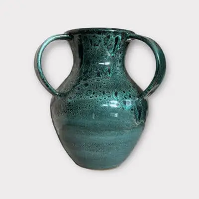 Moroccan vase in green mottled stoneware