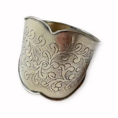 Moroccan silver napkin rings with hand-cut pattern