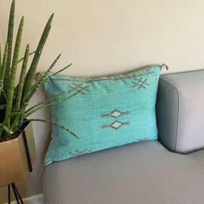 Housse de coussin en soie cactus 40x60 cm en turquoise_motif 1