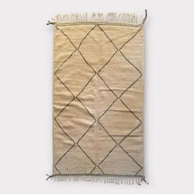 marokkansk Beni Ouarain tæppe_160x273 cm med gråt rombeformet mønster
