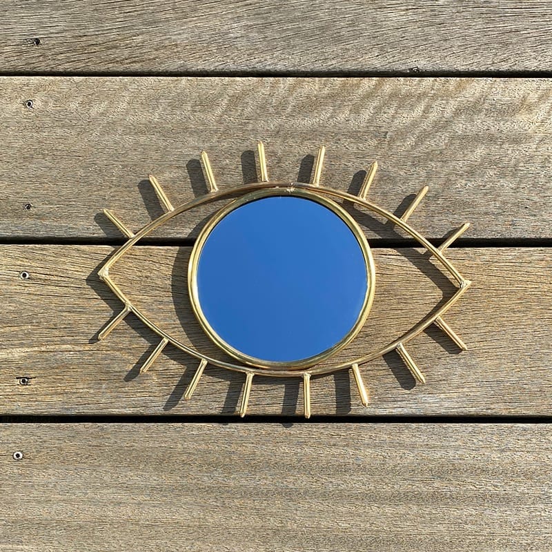 Marokkansk håndlavet spejl øje med vipper i guldmetal