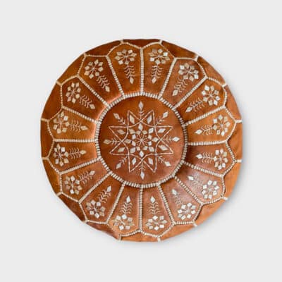 Marokkanischer Sitzpuff hellbraun mit marokkanischem Muster