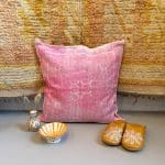 Kussensloop met cactusmotief van zijde, variant 5, roze.