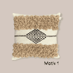 Sable Motif 1 New 1 1.png Moroccan handwoven cushion cover in beige with wool details and black pattern