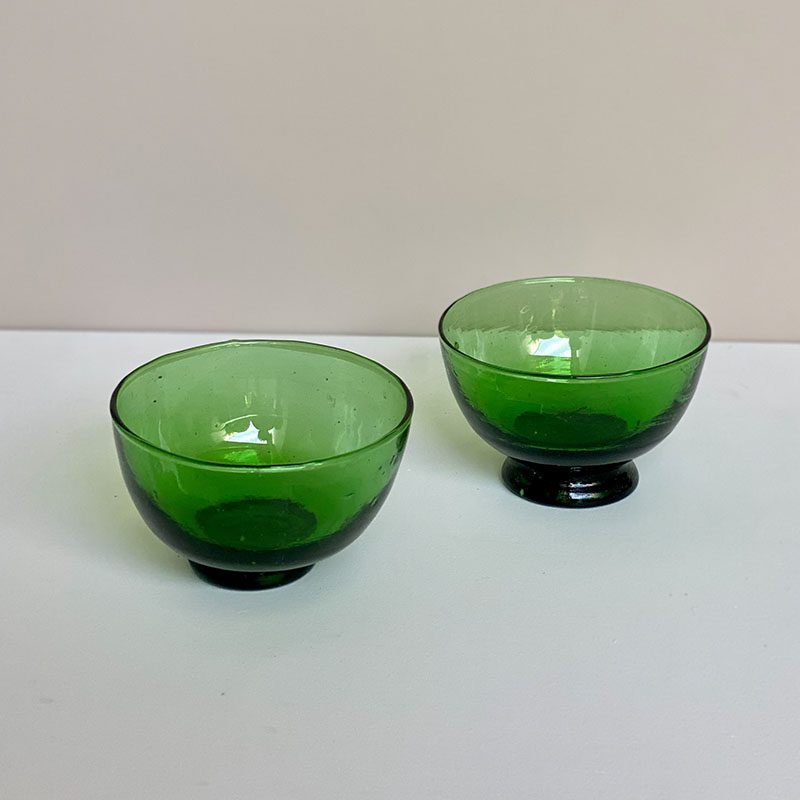 Håndlavede grønne beldi glasskåle