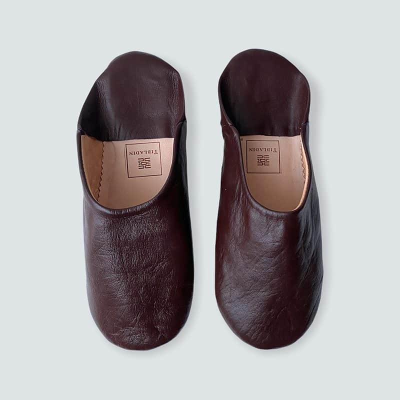 Marokkanske håndlavede slippers i mørkebrun