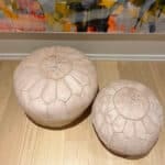 Moroccan round pouf in nude/natural colour
