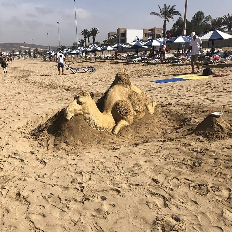 Sandskulptur af en kamel