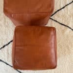 Marokkanischer Sitzpuff aus Leder. quadratisch - rotbraun
