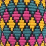 Stor berberkurv FLEURIE Rudeformet mønster i grøn, gul og pink.