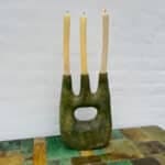 3-armet lysestage i tamegroute grøn keramik