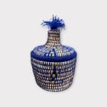 klein blauw mandje met goudpatroon