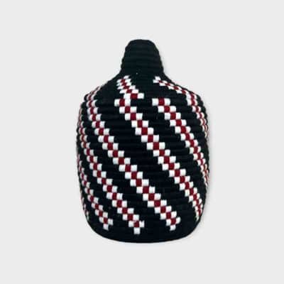 Berber basket in black and red striped pattern