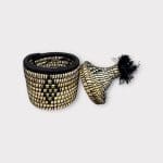 klein zwart mandje met goudpatroon