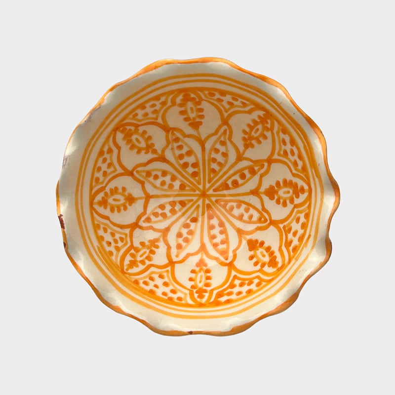 marokkansk skål 12,5 cm. bølge-gul