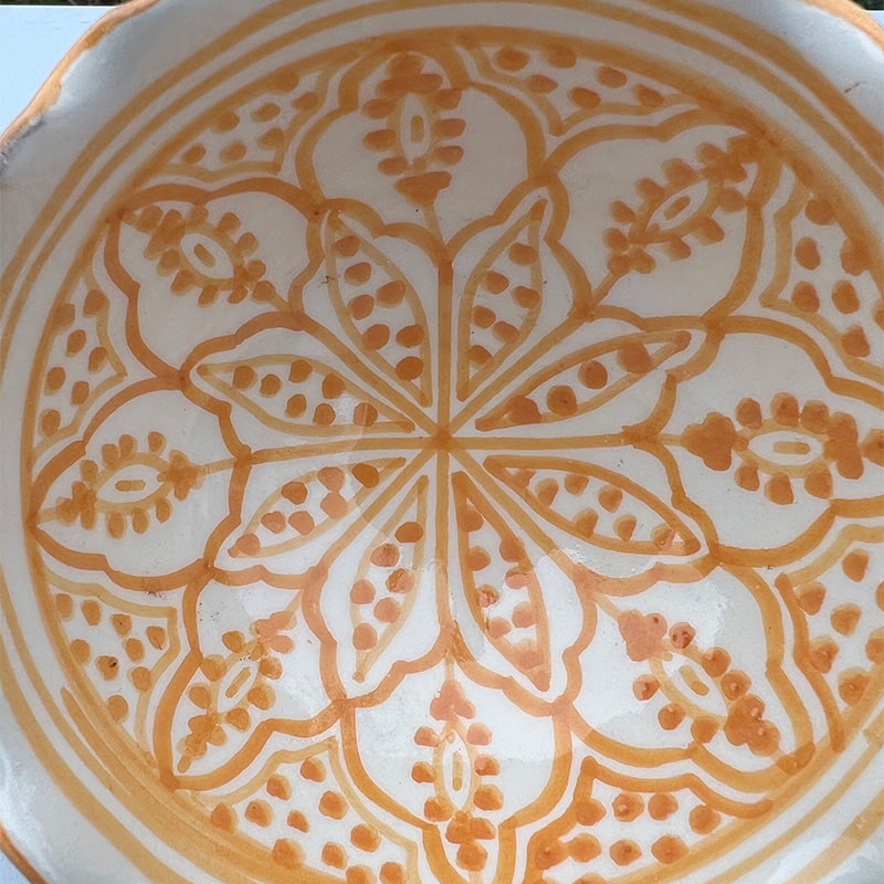 marokkansk skål 12,5 cm. bølge-gul
