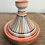 Moroccan small tagine 11 cm in orange with stripes