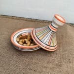 Marokkanische kleine Tajine 11 cm in Orange mit Streifen