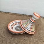 Moroccan small tagine 11 cm in orange with stripes