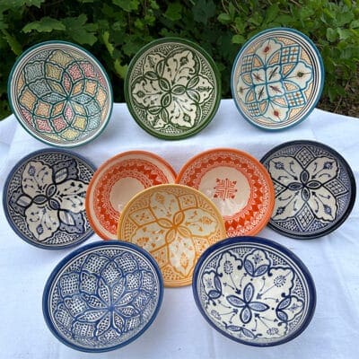 marokkansk keramik skål 18 cm mange farver