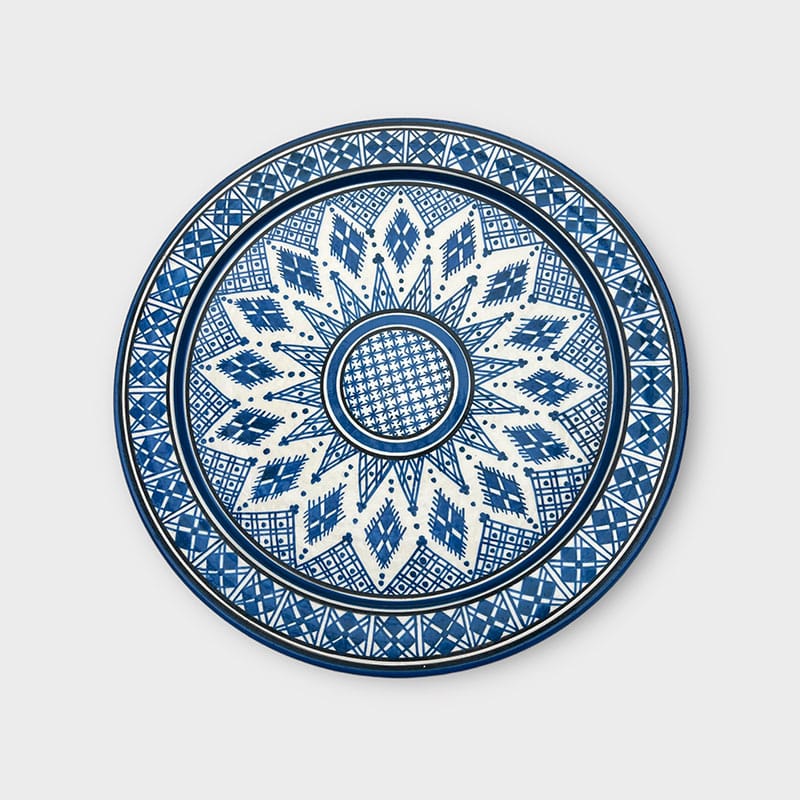Billede af Marokkanske fad 35 cm. BLÅTONER - Blå berber 2