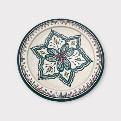 Marokkanischer Teller 35 cm - grüne Blume 2