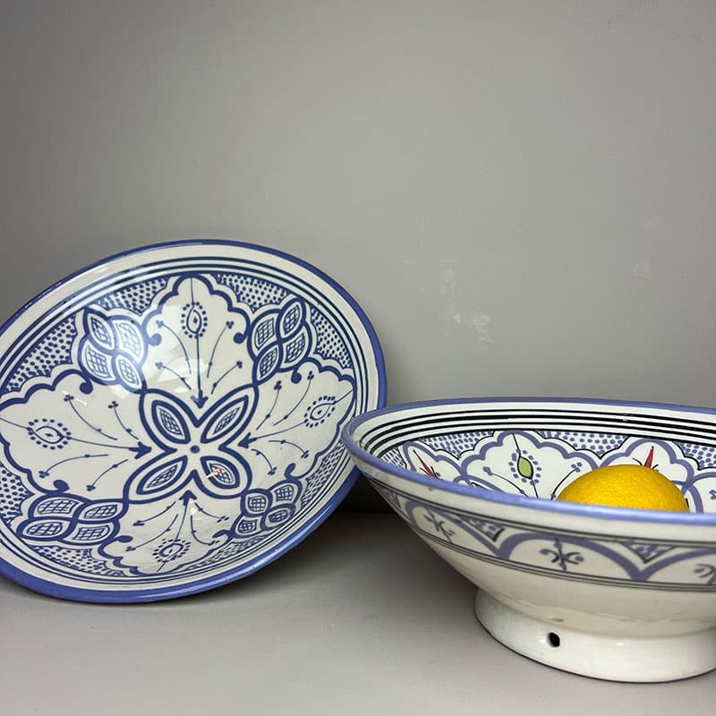 Billede af Marokkansk Keramik skål - 26cm BLÅ OG VIOLETTE TONER