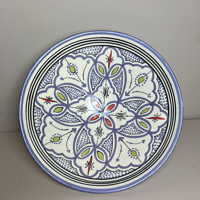 Billede af Marokkansk Keramik skål - 26cm BLÅ OG VIOLETTE TONER - Violet sommer