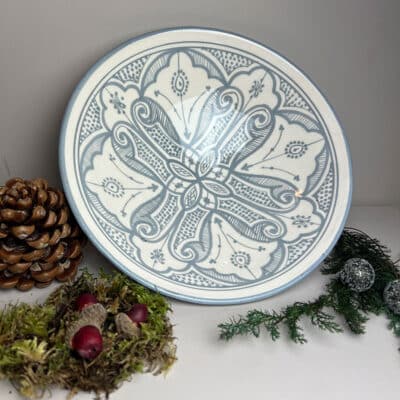 Marokkansk keramik skål 26 cm_grå