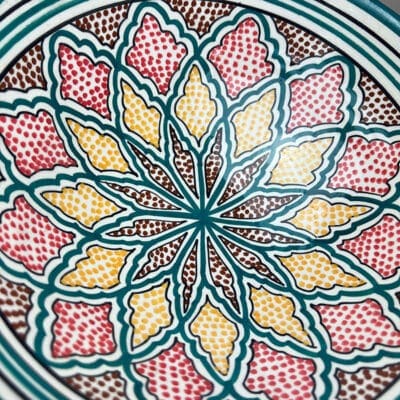 Marokkansk keramik skål 26 cm_petroleumsfarvet