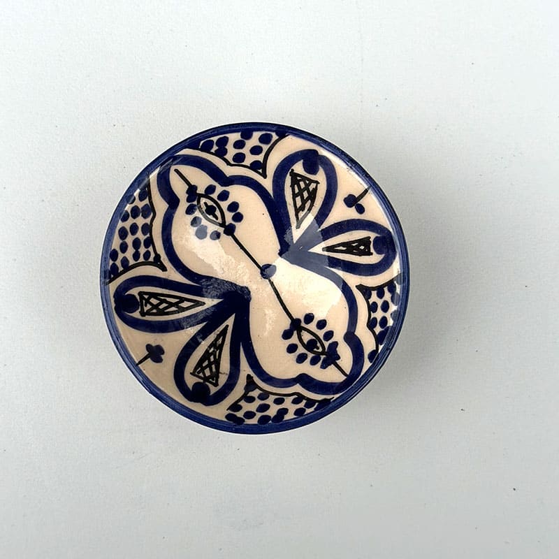 Se Marokkansk keramik skål - 7,5 cm. - Blå hos Tibladin.dk