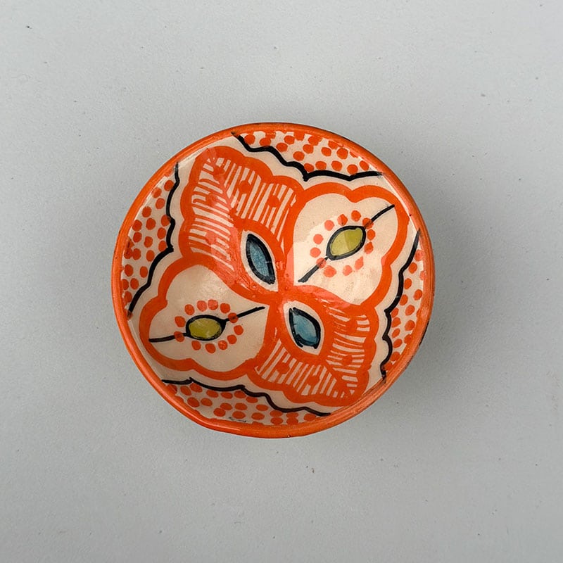 Se Marokkansk keramik skål - 7,5 cm. - Orange hos Tibladin.dk