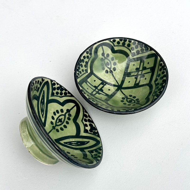 Se Marokkansk keramik skål - 7,5 cm. - Grøn hos Tibladin.dk