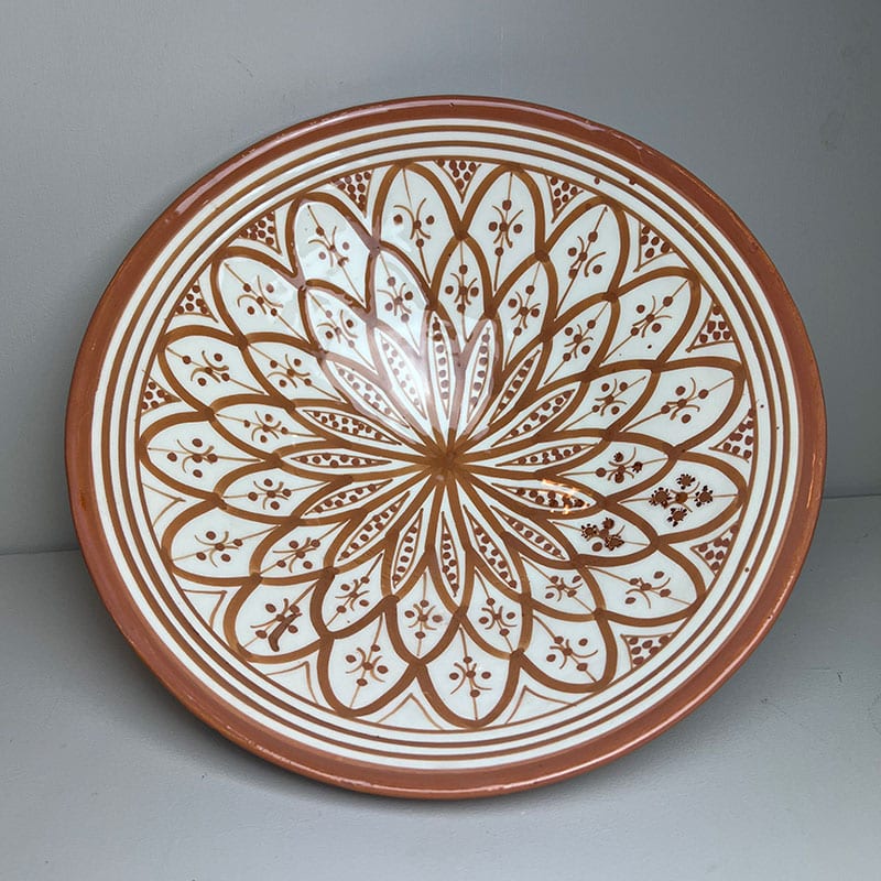 Marokkansk Keramik skål - 26cm GULE OG BRUNE FARVER -  Brun stjerne