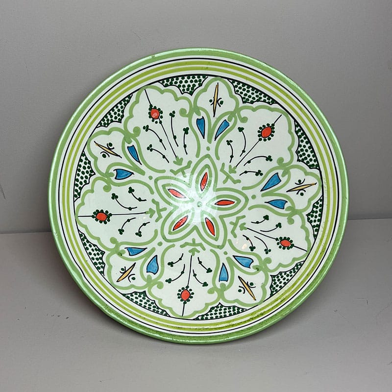 Billede af Marokkansk Keramik skål - 26cm GRØNTONER - Lime sommer