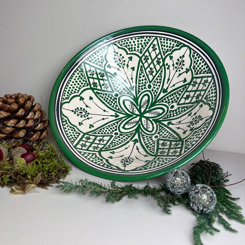 Billede af Marokkansk Keramik skål - 26cm GRØNTONER
