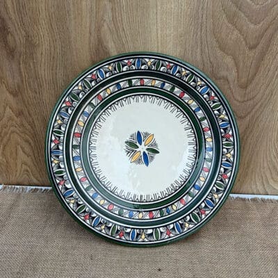 Moroccan ceramic dish 35 cm in green artist 2.