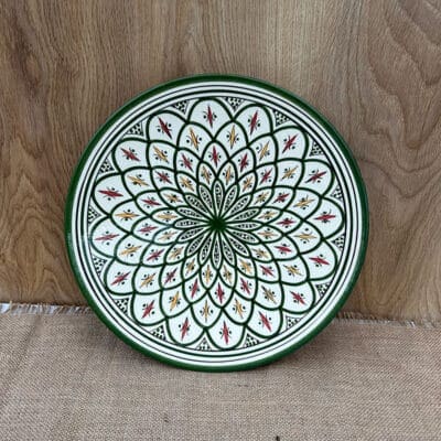 marokkansk keramik fad 35 cm i grønlige nuancer