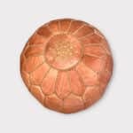 Moroccan leather pouf in a light hazelnut colour