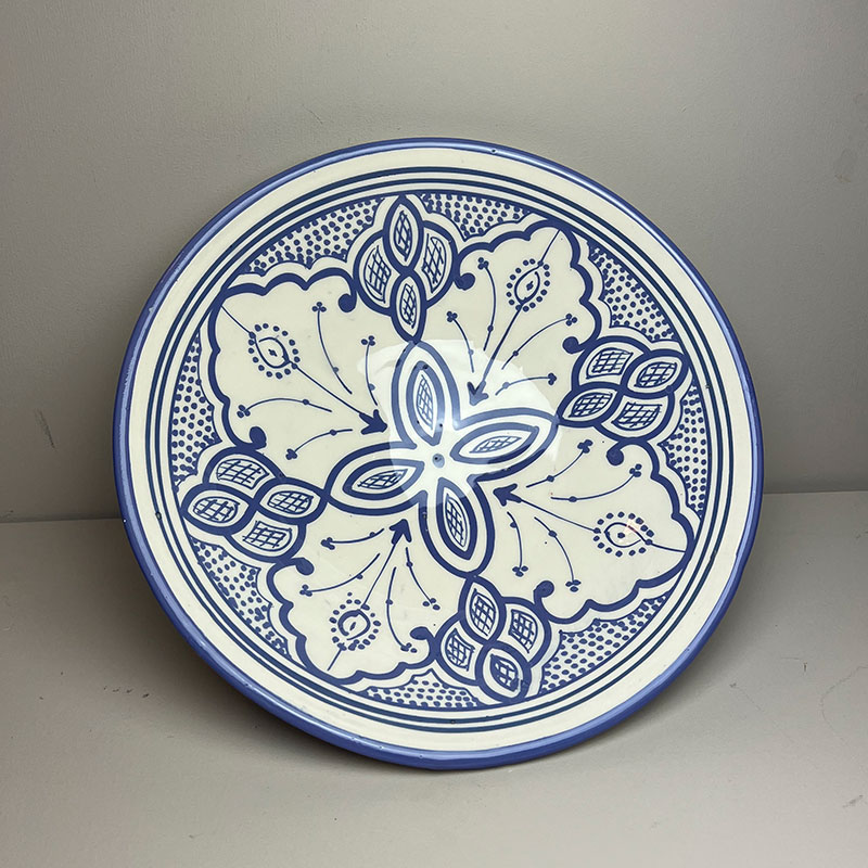 Billede af Marokkansk Keramik skål - 26cm BLÅ OG VIOLETTE TONER - Violet blomst