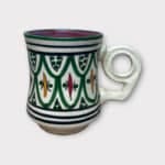 Moroccan ceramic mug in dark green and with eye handle