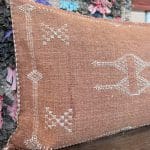 Motif 2 in earthy tones. Cactus silk pillowcase handmade in Morocco. Measures 40x60 cm.