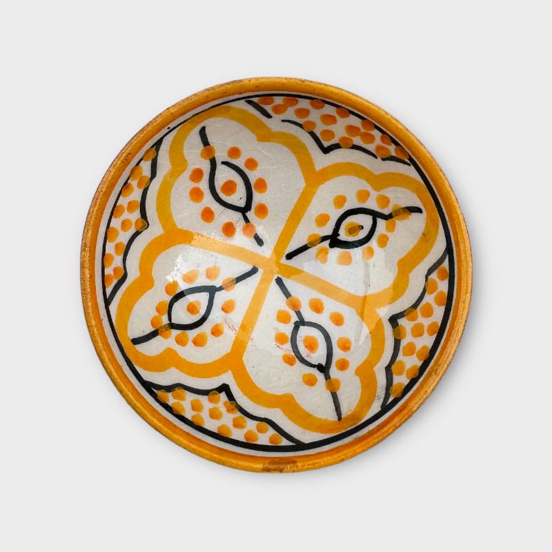 Se Marokkansk keramik skål - 8,5 cm. - Gul hos Tibladin.dk