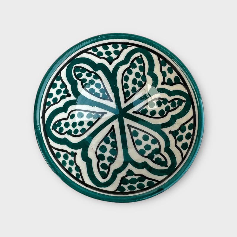 Se Marokkansk keramik skål - 8,5 cm. - Petrol hos Tibladin.dk