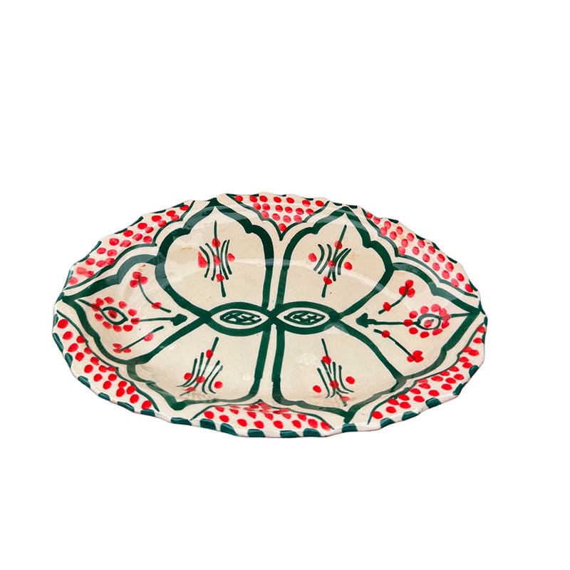 Billede af Marokkanske keramik tallerkner - oval takket - Grøn