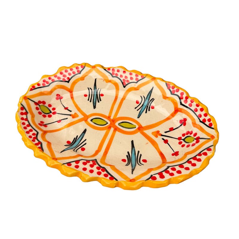 Billede af Marokkanske keramik tallerkner - oval takket - Gul